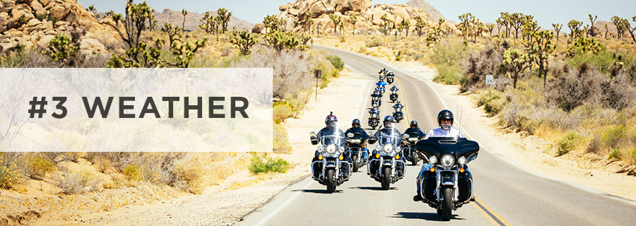 Weather conditions during a motorcycle trip