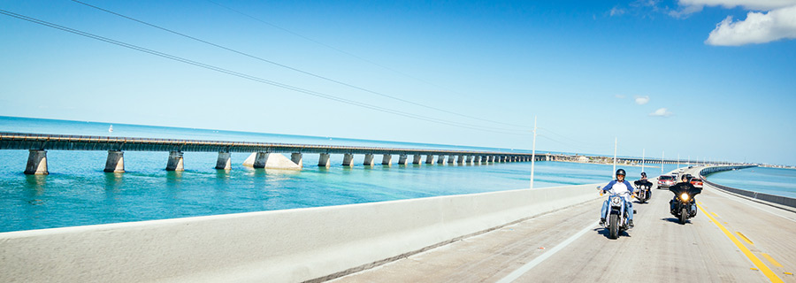 Seven Mile Bridge is a greay day ride on a motorcycle in Florida