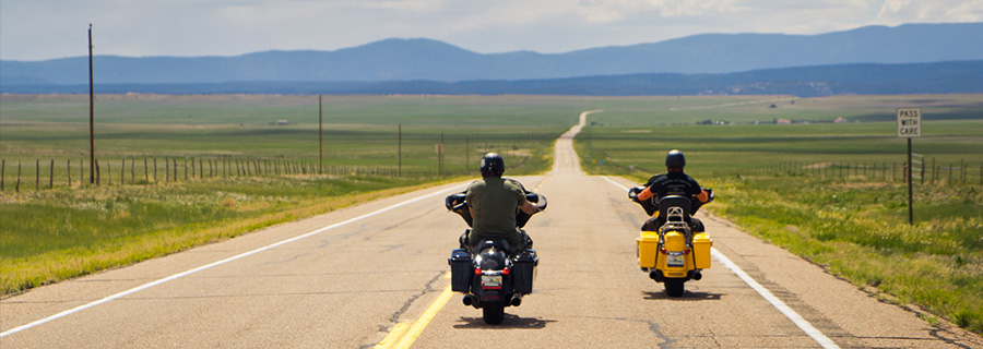 Riding through New Mexico on a Route 66 motorcycle trip